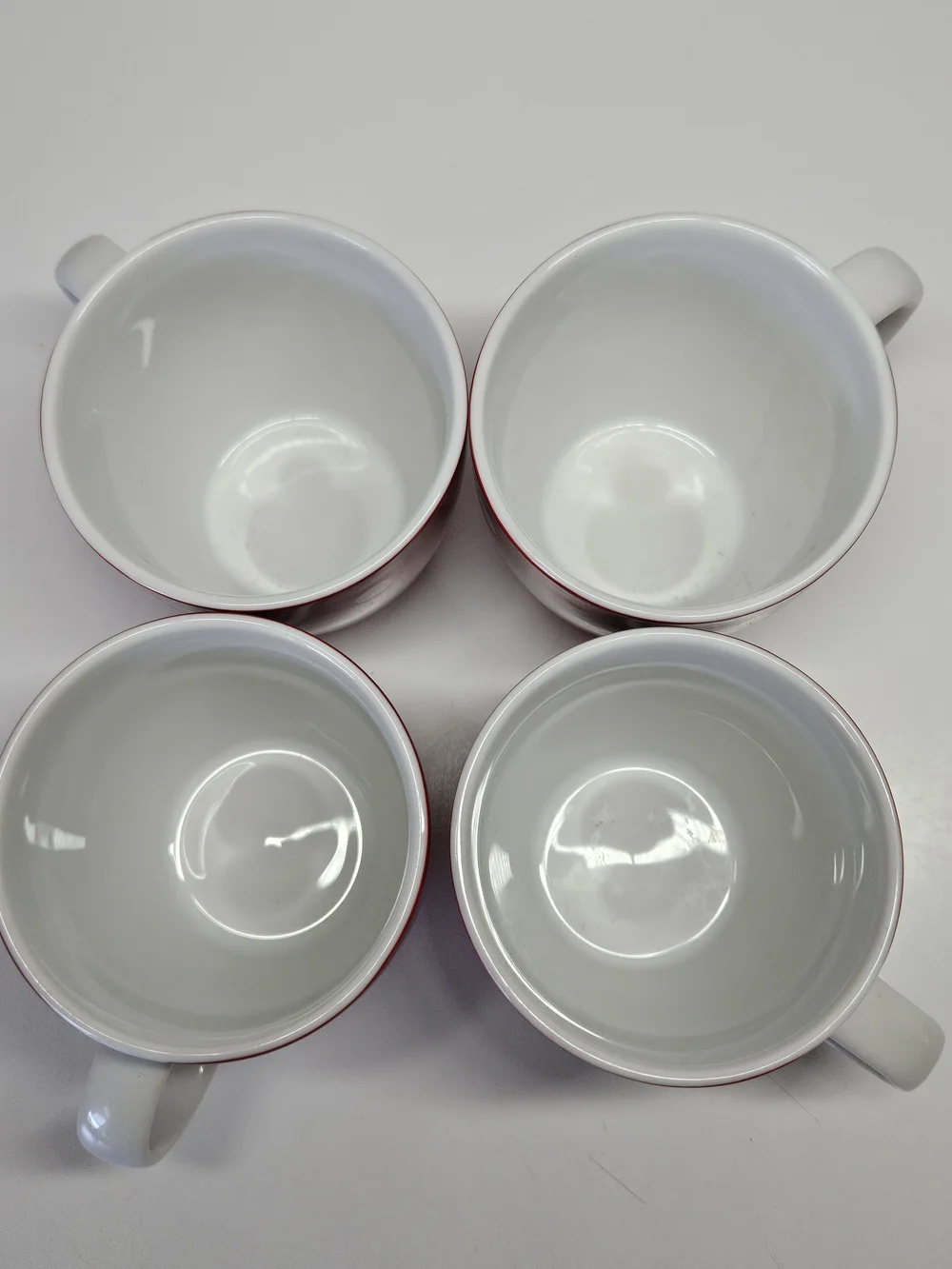Crate & Barrel Ceramic Red Reindeer Christmas Mini Mugs 6 OZ Set 4